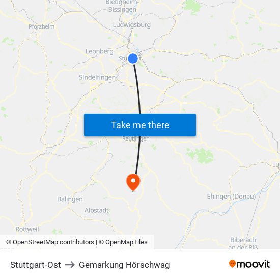 Stuttgart-Ost to Gemarkung Hörschwag map