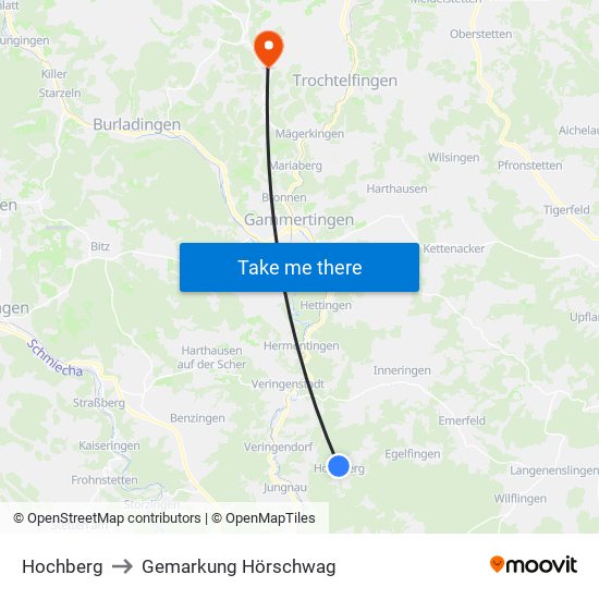 Hochberg to Gemarkung Hörschwag map