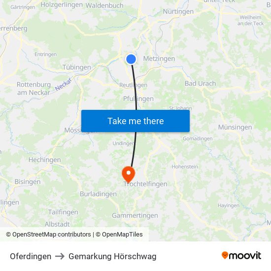 Oferdingen to Gemarkung Hörschwag map