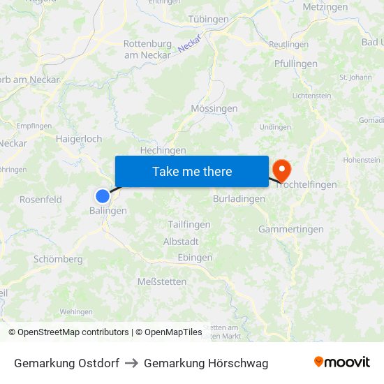 Gemarkung Ostdorf to Gemarkung Hörschwag map