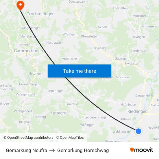 Gemarkung Neufra to Gemarkung Hörschwag map
