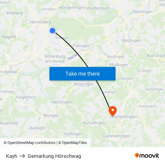 Kayh to Gemarkung Hörschwag map