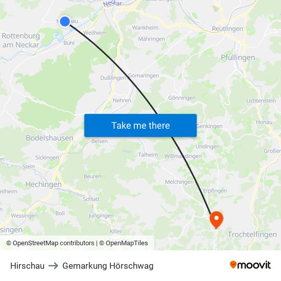 Hirschau to Gemarkung Hörschwag map