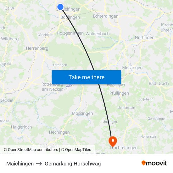 Maichingen to Gemarkung Hörschwag map