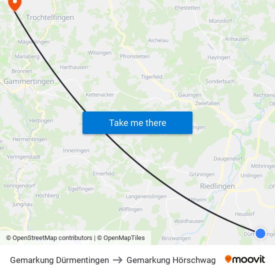 Gemarkung Dürmentingen to Gemarkung Hörschwag map