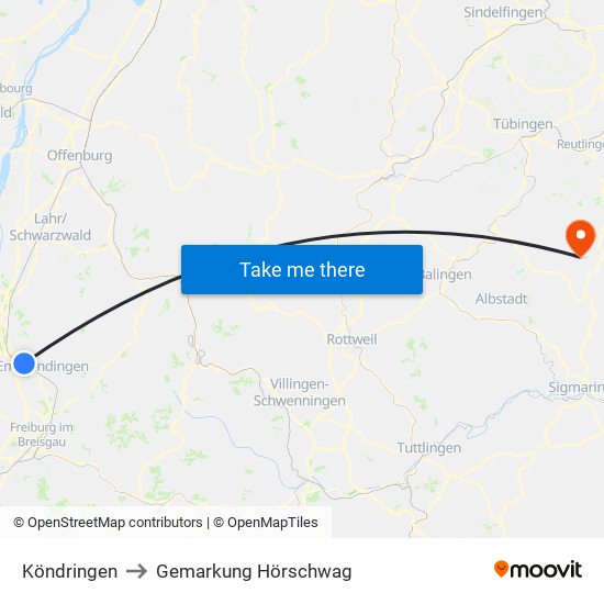 Köndringen to Gemarkung Hörschwag map