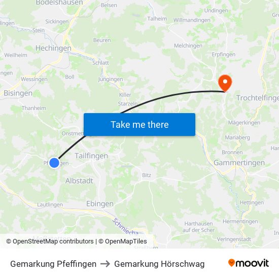 Gemarkung Pfeffingen to Gemarkung Hörschwag map