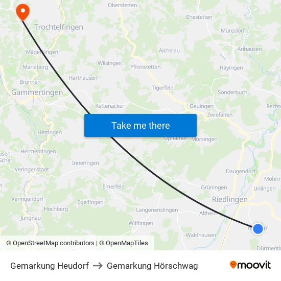 Gemarkung Heudorf to Gemarkung Hörschwag map