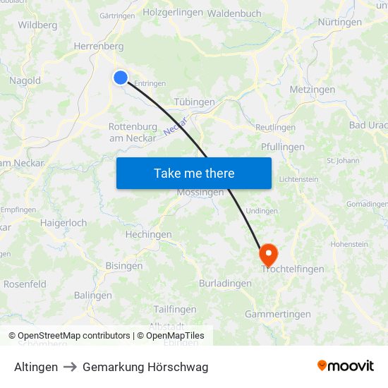 Altingen to Gemarkung Hörschwag map