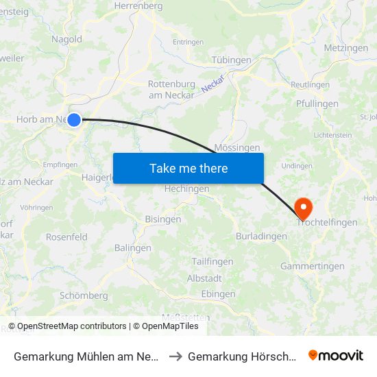 Gemarkung Mühlen am Neckar to Gemarkung Hörschwag map