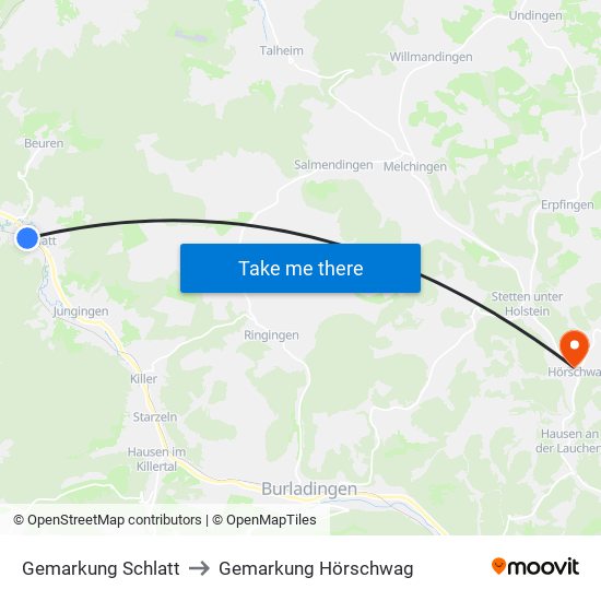 Gemarkung Schlatt to Gemarkung Hörschwag map