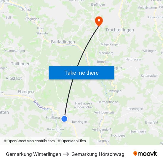 Gemarkung Winterlingen to Gemarkung Hörschwag map