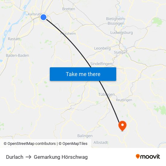 Durlach to Gemarkung Hörschwag map