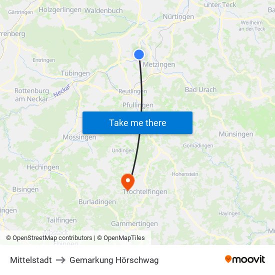 Mittelstadt to Gemarkung Hörschwag map