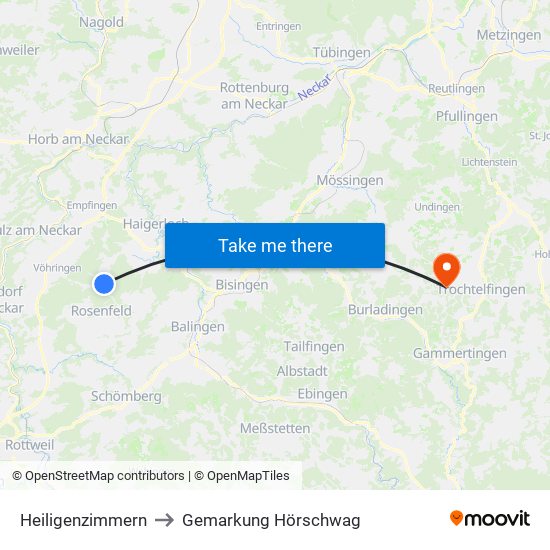 Heiligenzimmern to Gemarkung Hörschwag map