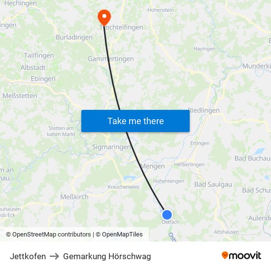 Jettkofen to Gemarkung Hörschwag map