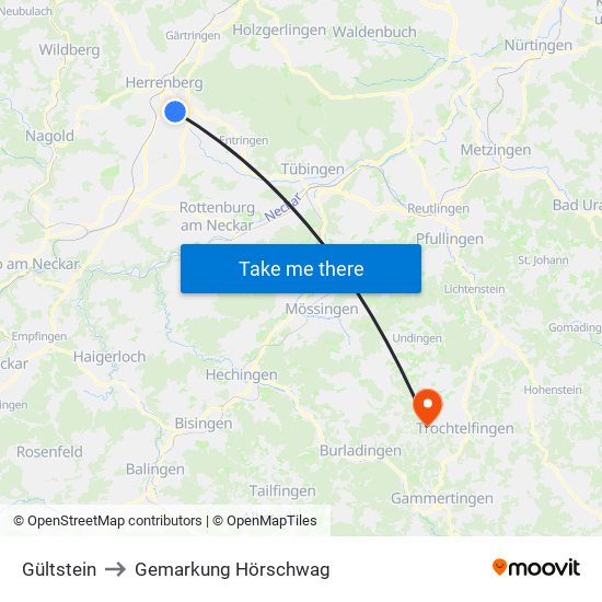 Gültstein to Gemarkung Hörschwag map