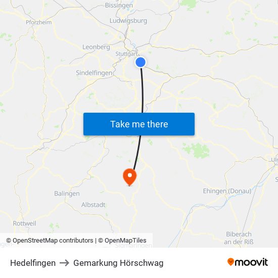 Hedelfingen to Gemarkung Hörschwag map