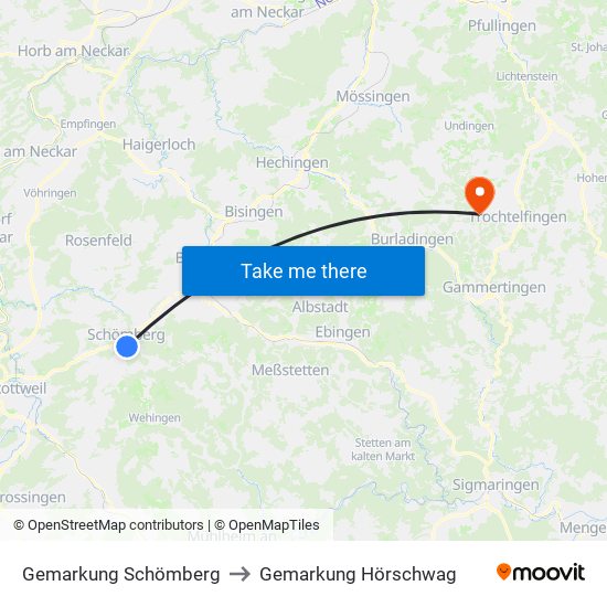 Gemarkung Schömberg to Gemarkung Hörschwag map
