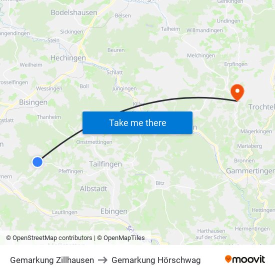 Gemarkung Zillhausen to Gemarkung Hörschwag map