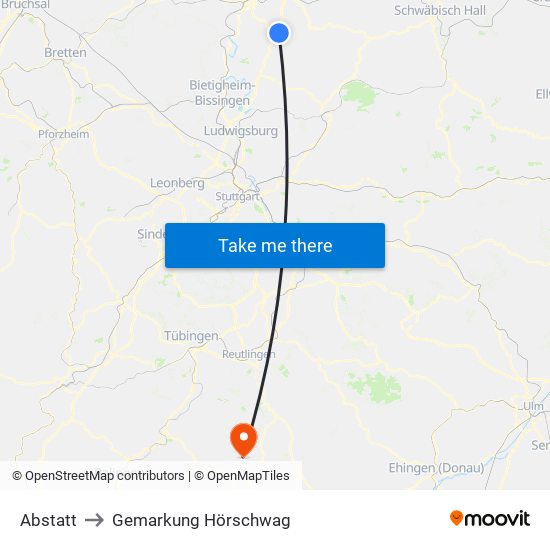 Abstatt to Gemarkung Hörschwag map