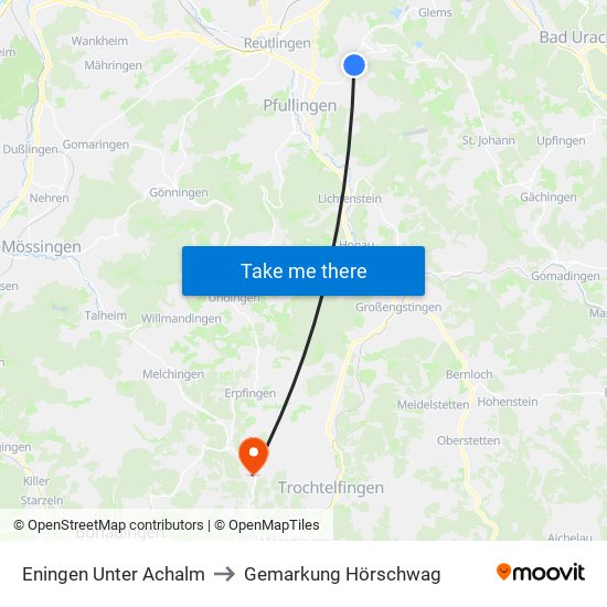 Eningen Unter Achalm to Gemarkung Hörschwag map