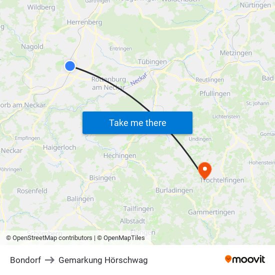 Bondorf to Gemarkung Hörschwag map