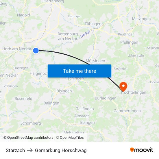 Starzach to Gemarkung Hörschwag map