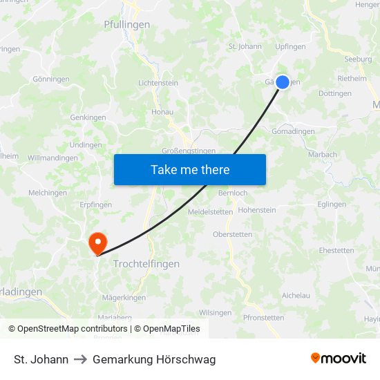 St. Johann to Gemarkung Hörschwag map