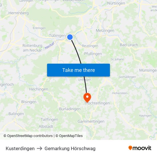 Kusterdingen to Gemarkung Hörschwag map