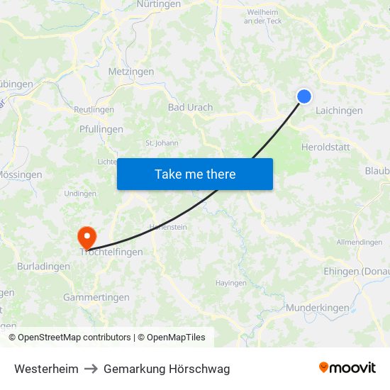Westerheim to Gemarkung Hörschwag map