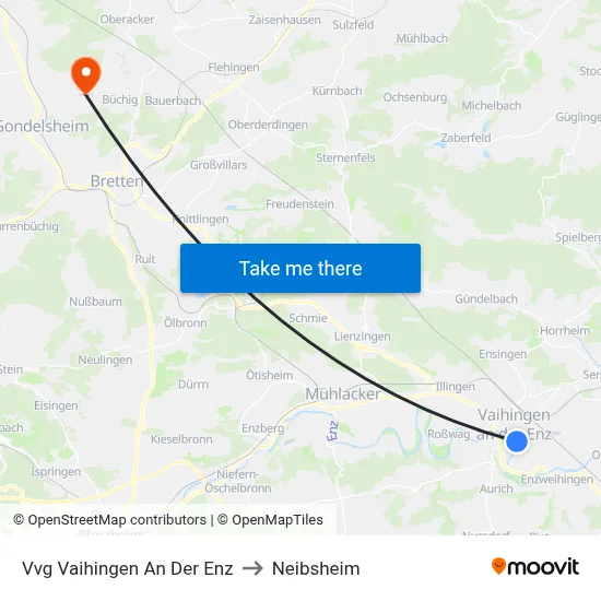 Vvg Vaihingen An Der Enz to Neibsheim map