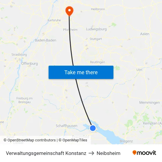 Verwaltungsgemeinschaft Konstanz to Neibsheim map