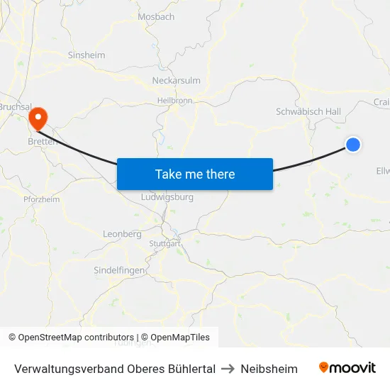 Verwaltungsverband Oberes Bühlertal to Neibsheim map