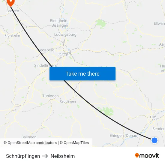 Schnürpflingen to Neibsheim map