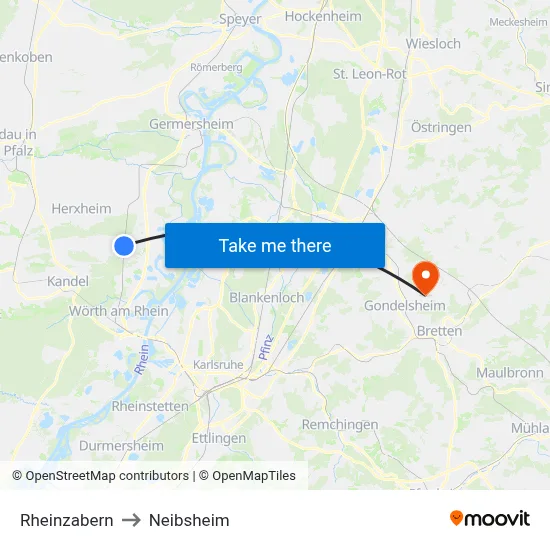 Rheinzabern to Neibsheim map