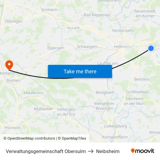 Verwaltungsgemeinschaft Obersulm to Neibsheim map