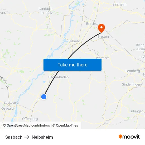 Sasbach to Neibsheim map