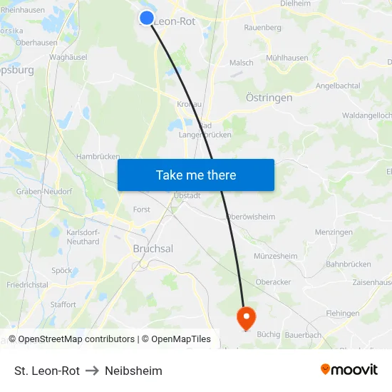 St. Leon-Rot to Neibsheim map