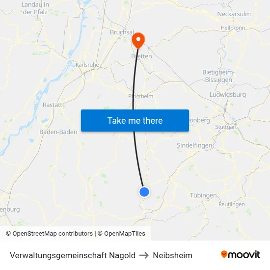 Verwaltungsgemeinschaft Nagold to Neibsheim map