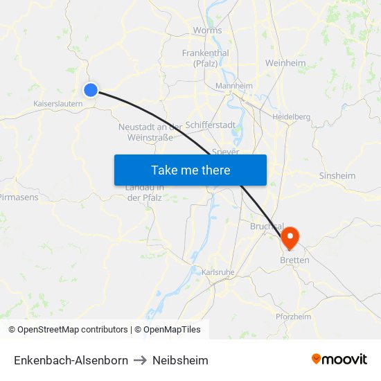 Enkenbach-Alsenborn to Neibsheim map