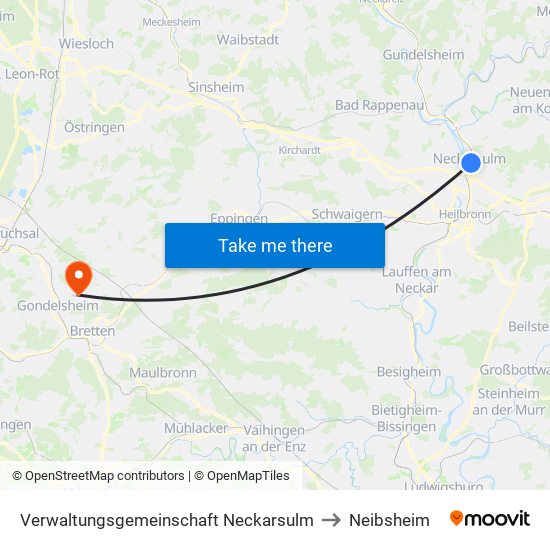 Verwaltungsgemeinschaft Neckarsulm to Neibsheim map