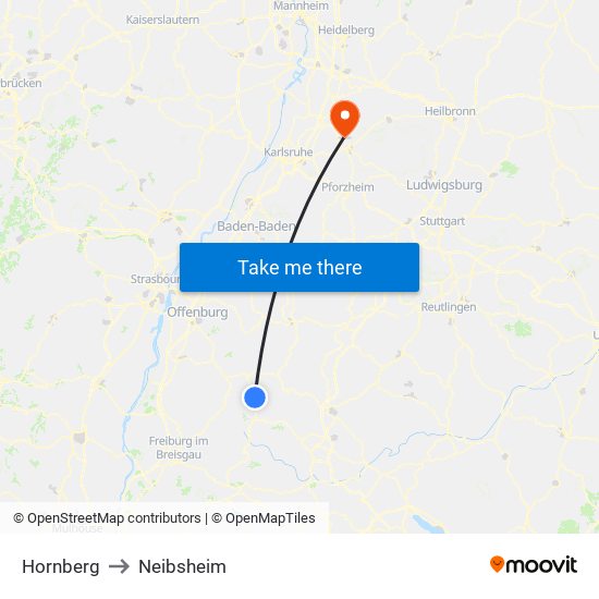 Hornberg to Neibsheim map