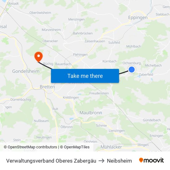 Verwaltungsverband Oberes Zabergäu to Neibsheim map