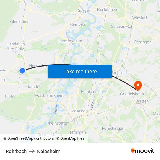 Rohrbach to Neibsheim map