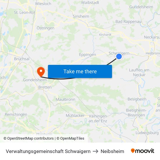 Verwaltungsgemeinschaft Schwaigern to Neibsheim map