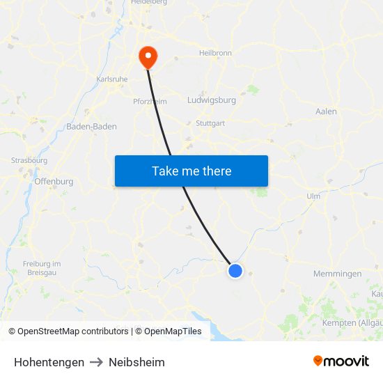 Hohentengen to Neibsheim map