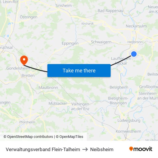 Verwaltungsverband Flein-Talheim to Neibsheim map