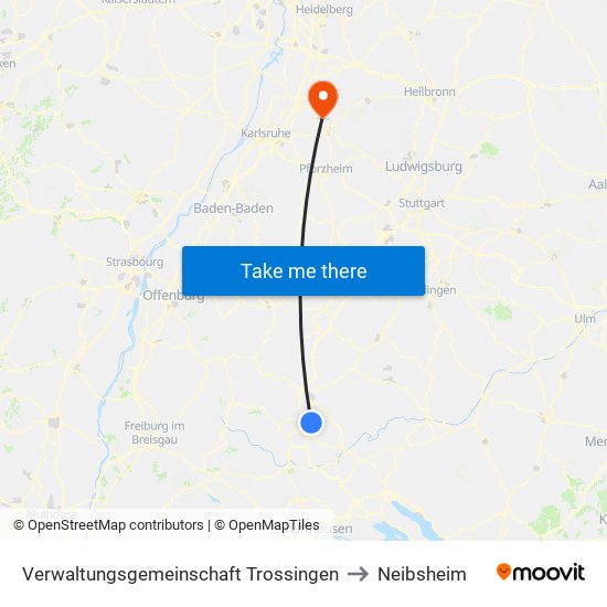 Verwaltungsgemeinschaft Trossingen to Neibsheim map