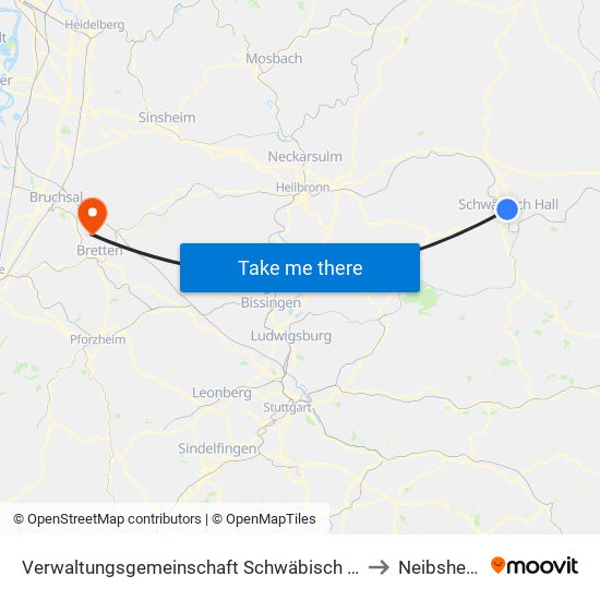 Verwaltungsgemeinschaft Schwäbisch Hall to Neibsheim map